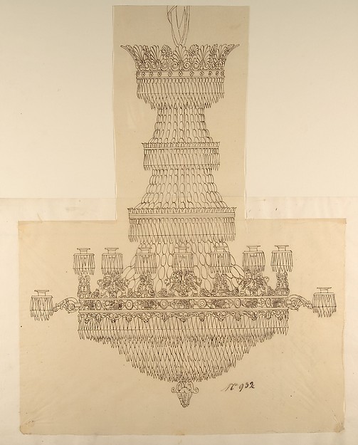 Anonymous, French, 19th century, Design for a Crystal Chandelier