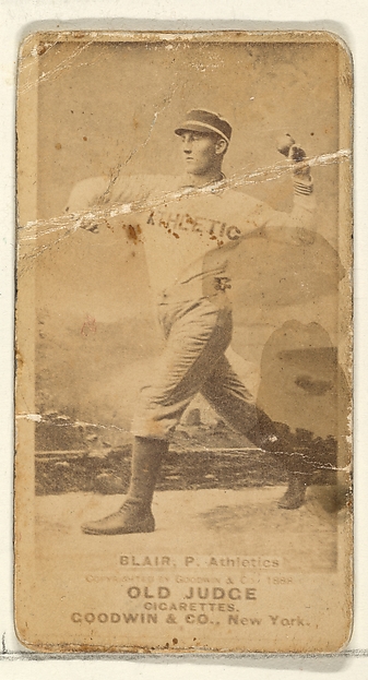 Goodwin & Company, Blair, Pitcher, Philadelphia Athletics, from the Old Judge series (N172) for Old Judge Cigarettes
