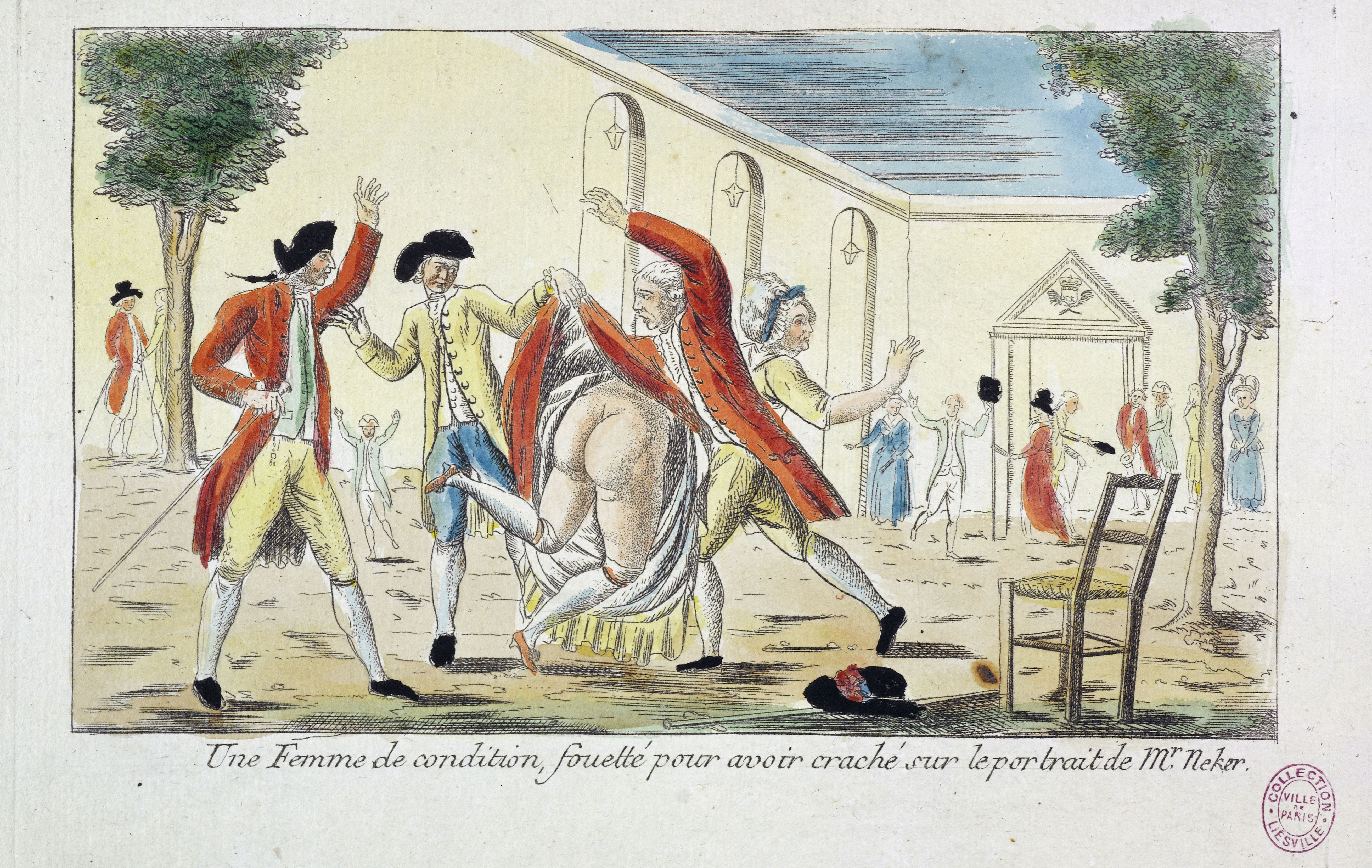 Anonyme, Une femme de condition, fouettée pour avoir craché sur le portrait de Mr Necker.