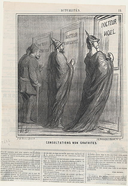 Honoré Daumier, Consultations that are not free of charge, from 'News of the day,' published in Le Charivari, February 3, 1868
