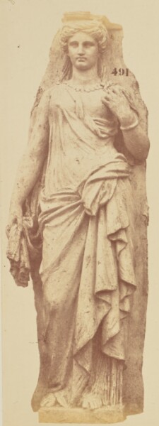 Édouard Baldus, [Caryatid by François Jouffroy, Decoration of the Louvre, Paris]