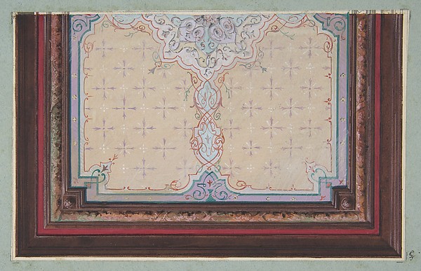 Jules-Edmond-Charles Lachaise, Design for the painted decoration of a ceiling with bursts and filagree