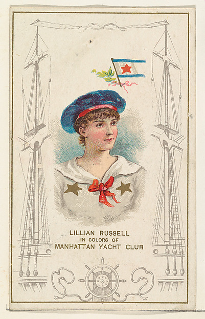 W. Duke, Sons & Co., Lillian Russell in Colors of Manhattan Yacht Club, from the Yacht Colors of the World series (N140) issued by Duke Sons & Co. to promote Honest Long Cut Tobacco