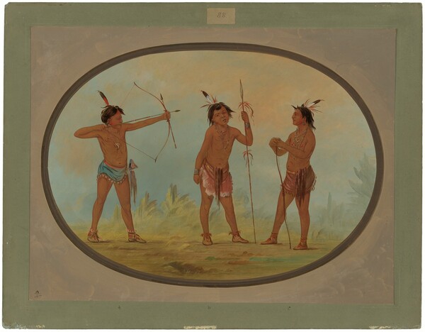 George Catlin, Three Shoshonee Warriors Armed for War