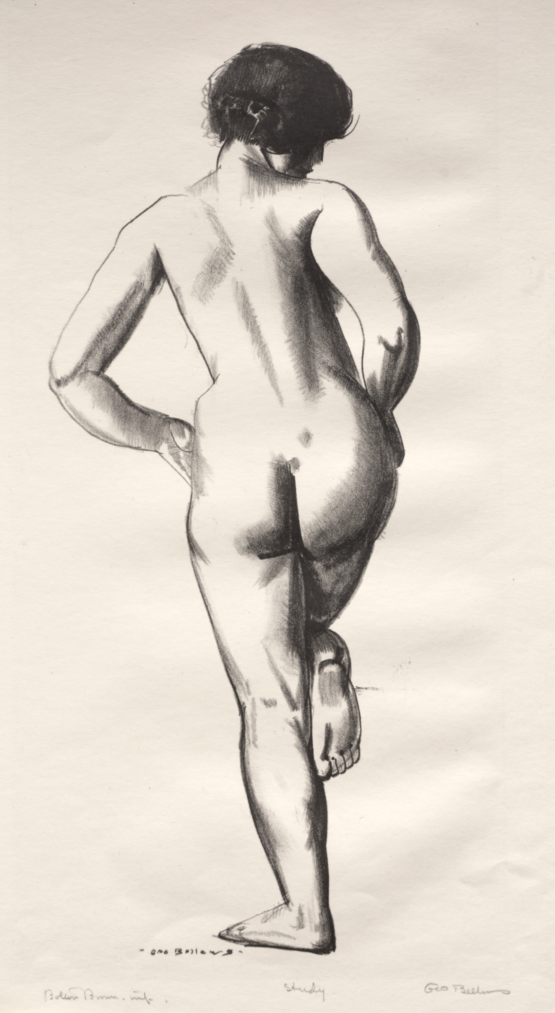 George Bellows, Nude Study, Girl Standing on One Foot