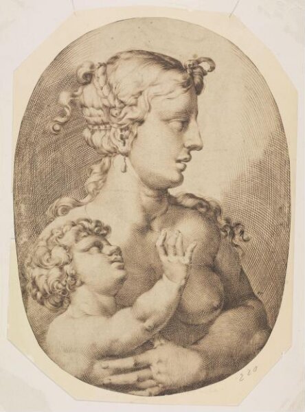 Unknown, Half-length Nude Woman Holding a Child (?Venus and Cupid)