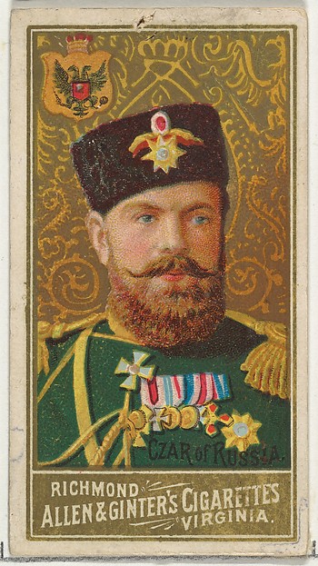 Allen & Ginter, Czar of Russia, from World's Sovereigns series (N34) for Allen & Ginter Cigarettes