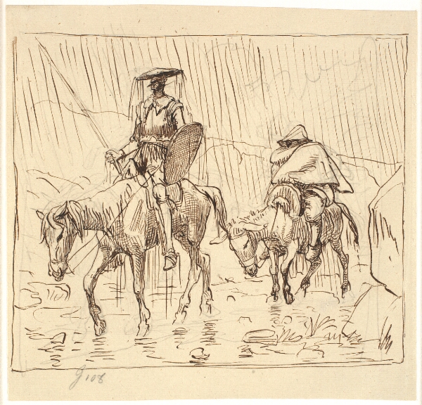 Wilhelm Marstrand, Don Quixote og Sancho Pansa rider i skylregn