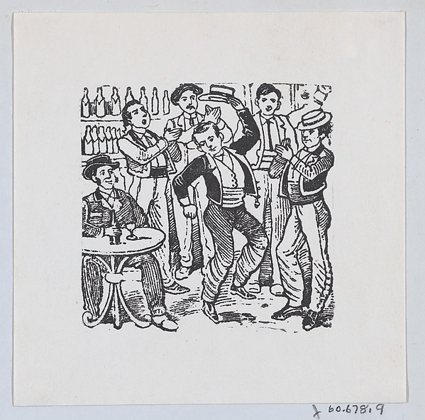 José Guadalupe Posada, A man dancing in the middle of a crowd and taking off his hat