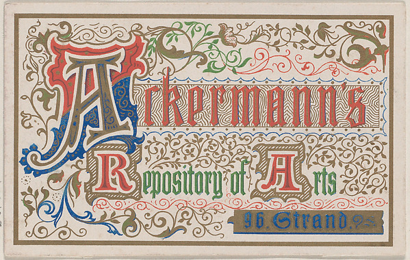 Anonymous, British, 19th century, Trade Card for Ackerman's Repository of Arts