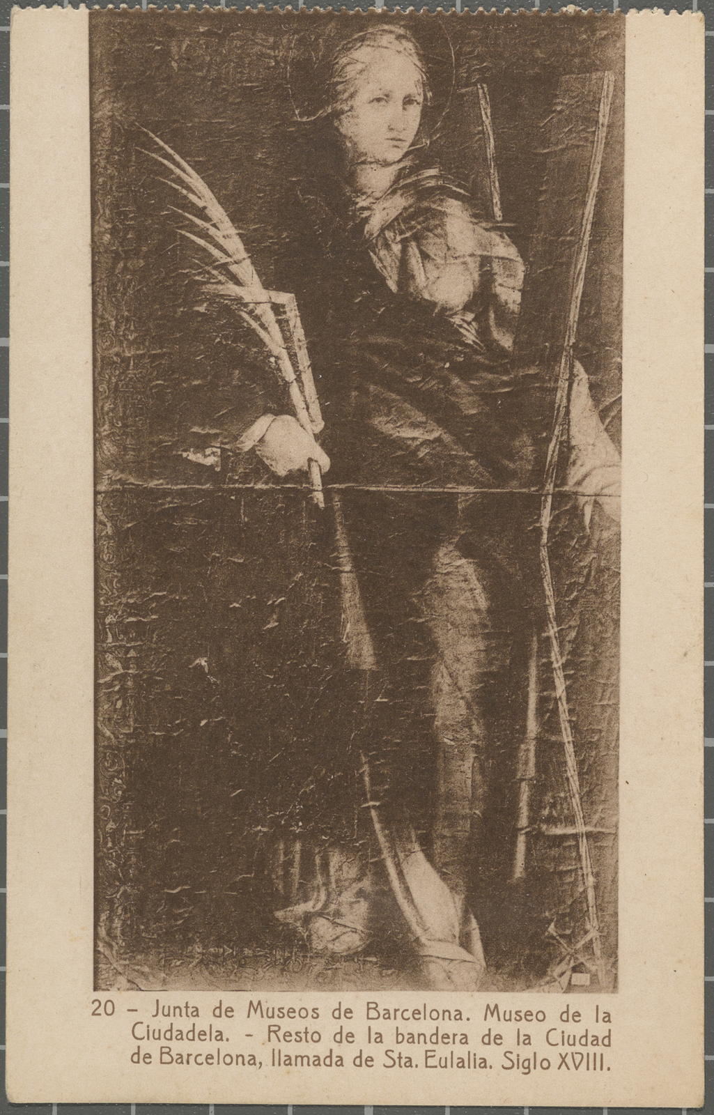 Desconegut, 20 - Joint of Museos of Barcelona. Museo of the Ciudadela. - Resto of the flag of the Ciudad of Barcelona, cobbled of Sta. Eulalia. Siglo XVIII