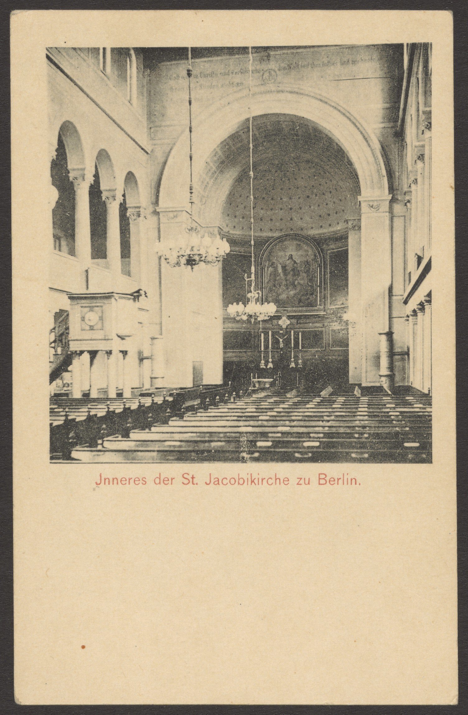 Unknown artist, Ansichtskarte "Inneres der St. Jacobikirche zu Berlin“, Oranienstraße 133