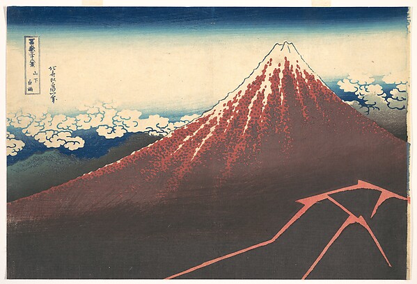 Katsushika Hokusai, Storm below Mount Fuji (Sanka no haku u), from the series Thirty-six Views of Mount Fuji (Fugaku sanjūrokkei)