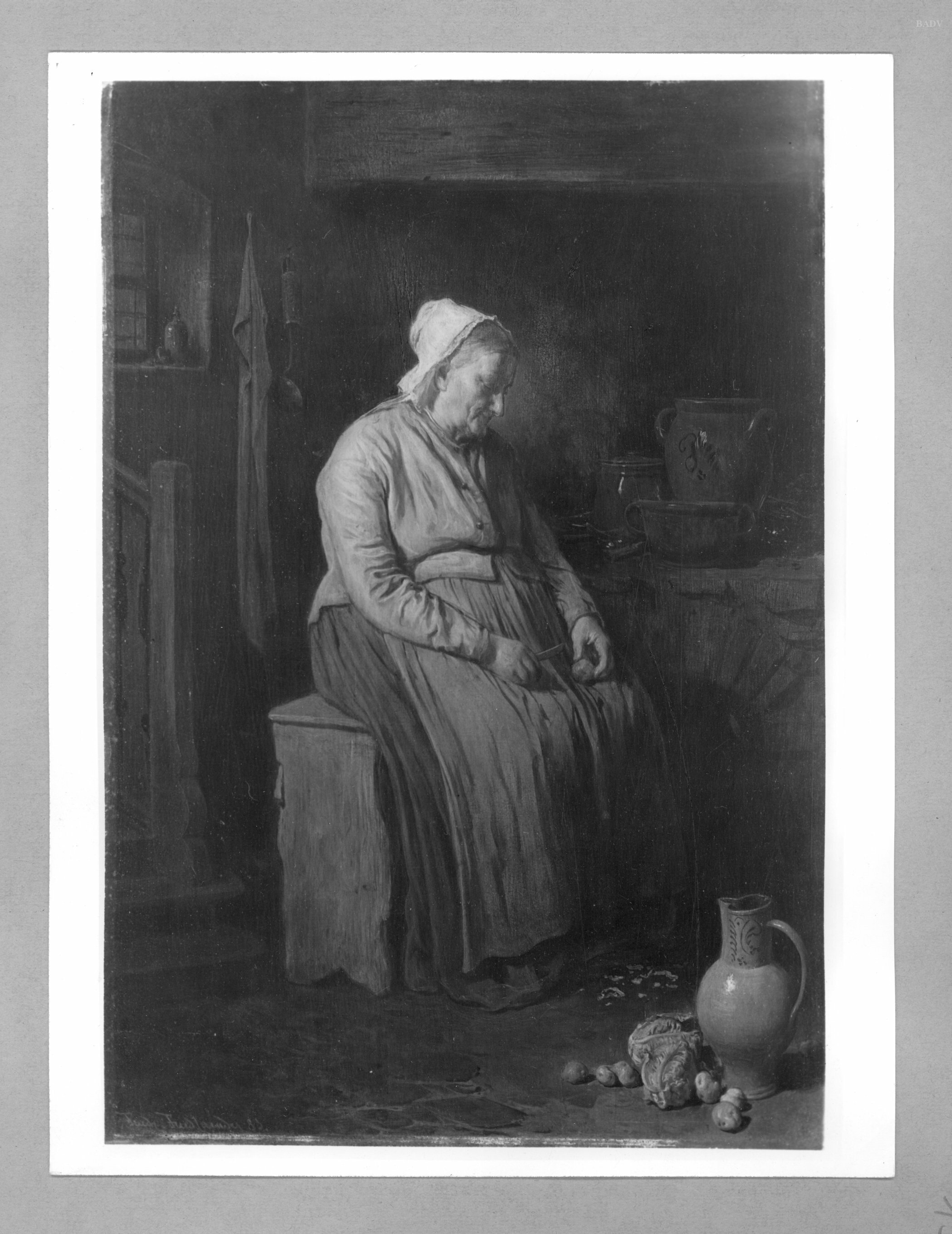 Friedrich Friedländer, Alte Frau Kartoffeln schälend