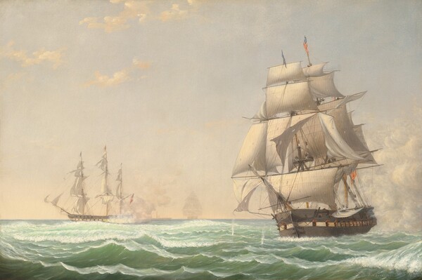 Fitz Henry Lane, The United States Frigate "President" Engaging the British Squadron, 1815