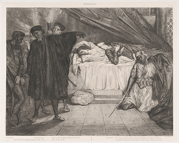 Théodore Chassériau, "O Spartan dog": plate 15 from Othello (Act 5, Scene 2)