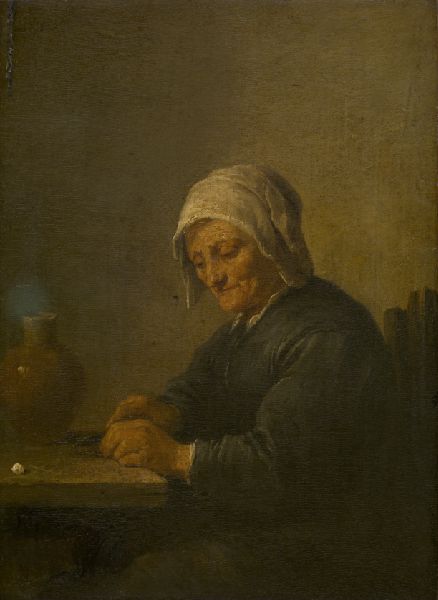 David Teniers II, An Old Woman Cutting Tobacco