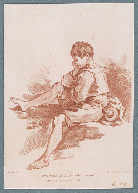 Gilles Demarteau, Young peasant boy seated facing left