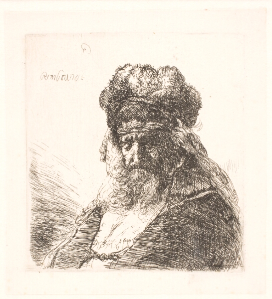 Rembrandt van Rijn, Gammel, skægget mand med pelshue, buste