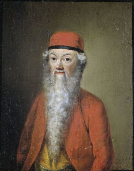 anonymous, Naïef of karikaturaal portret van Jean-Etienne Liotard op ongeveer 54-jarige leeftijd