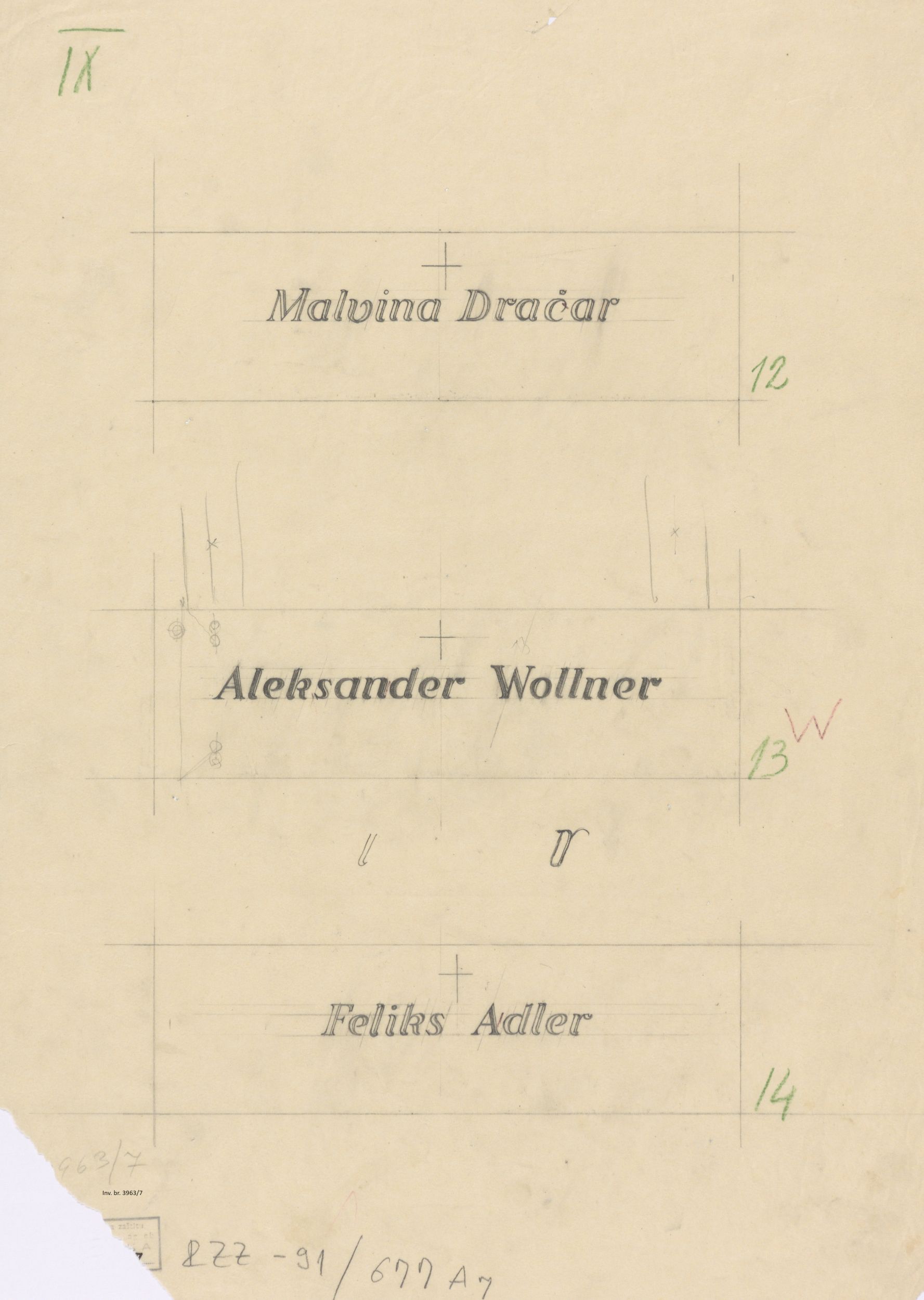 Viktor Kovačić, Natpis Dračar, Wollner, Adler