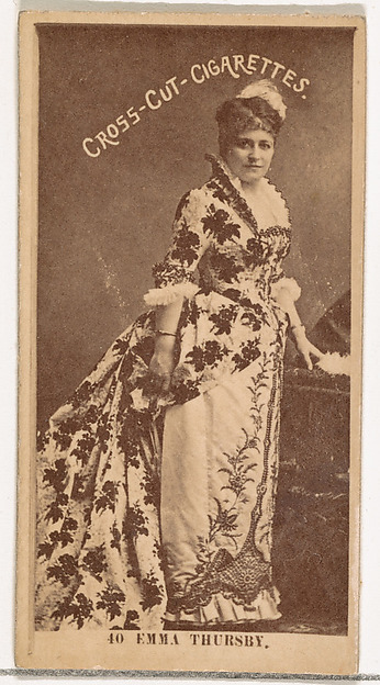W. Duke, Sons & Co., Card Number 40, Emma Thursby, from the Actors and Actresses series (N145-2) issued by Duke Sons & Co. to promote Cross Cut Cigarettes