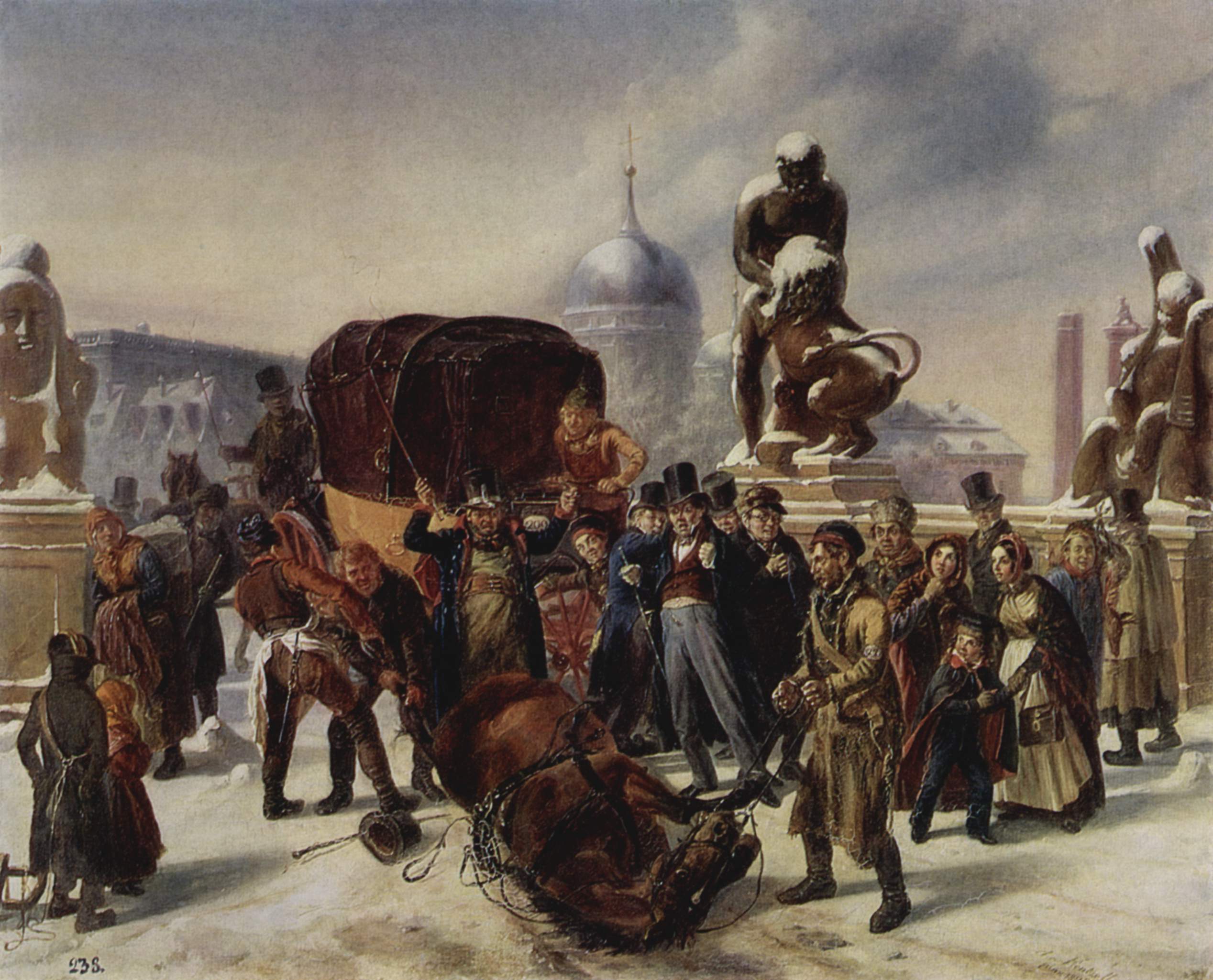 August von Rentzell, Straßenszene auf der Herkulesbrücke, Berlin