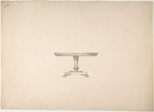Anonymous, British, 19th century, Design for a Round Pedestal Table