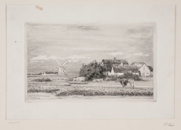 Carl Bloch, Landskab med bondegård og mølle