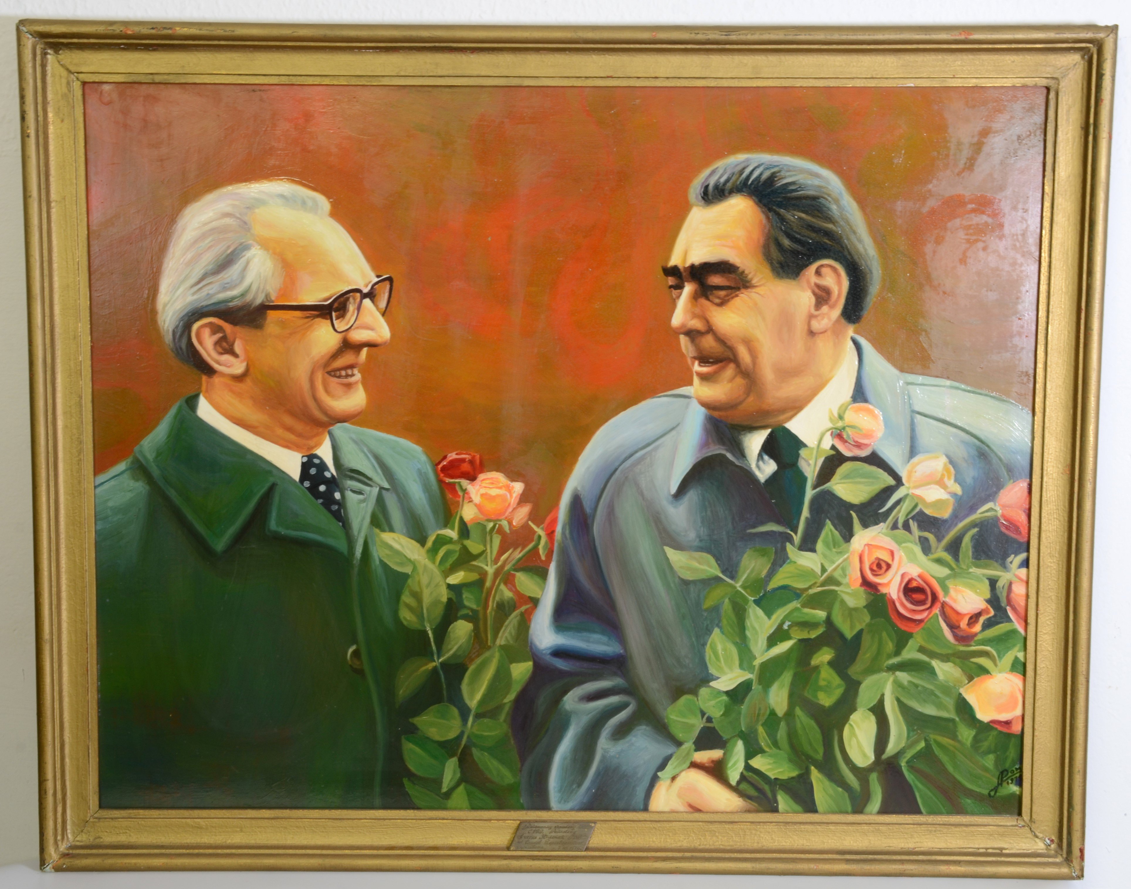 Unknown artist, Gemälde: Erich Honecker und Leonid Breschnew