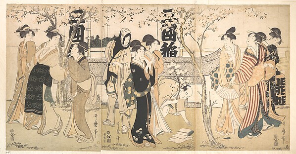 Kitagawa Utamaro, Display of Treasures at Mimeguri Shrine (Mimeguri jinja no onkaichō)