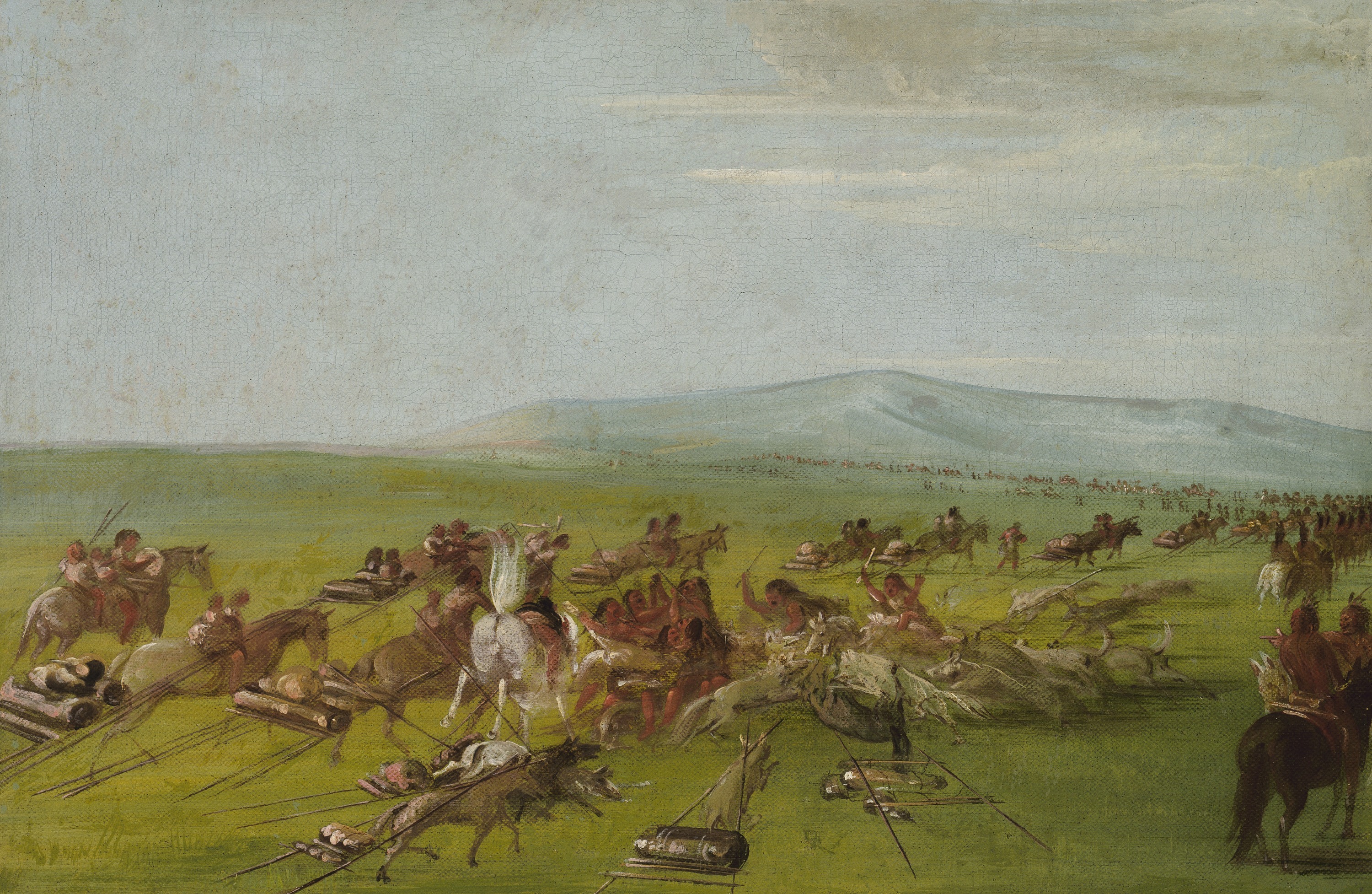 George Catlin, Comanche Moving Camp, Dog Fight Enroute