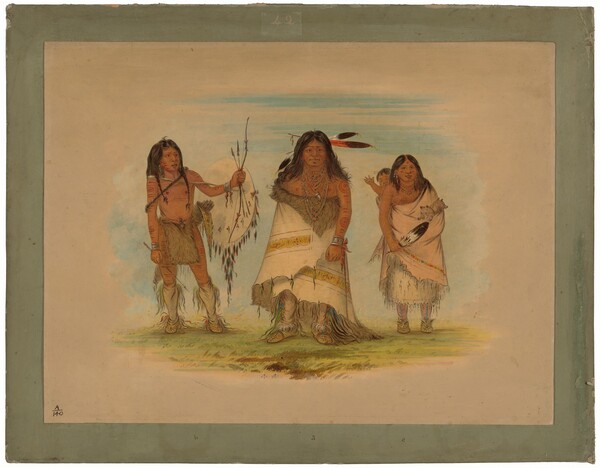 George Catlin, Camanchee Chief, His Wife, and a Warrior