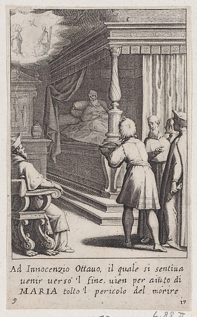 Jacques Callot, Innocent VII, from Scelta d'Alcuni Miracoli e Grazie della Santissima Nunziata di Firenze (Selection of Some Miracles and Graces that Occurred in the Church of the Annunziata in Florence)