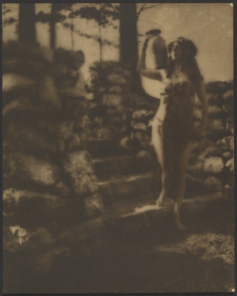 Louis Fleckenstein, [Female Dancer with Jug on Stone Steps]