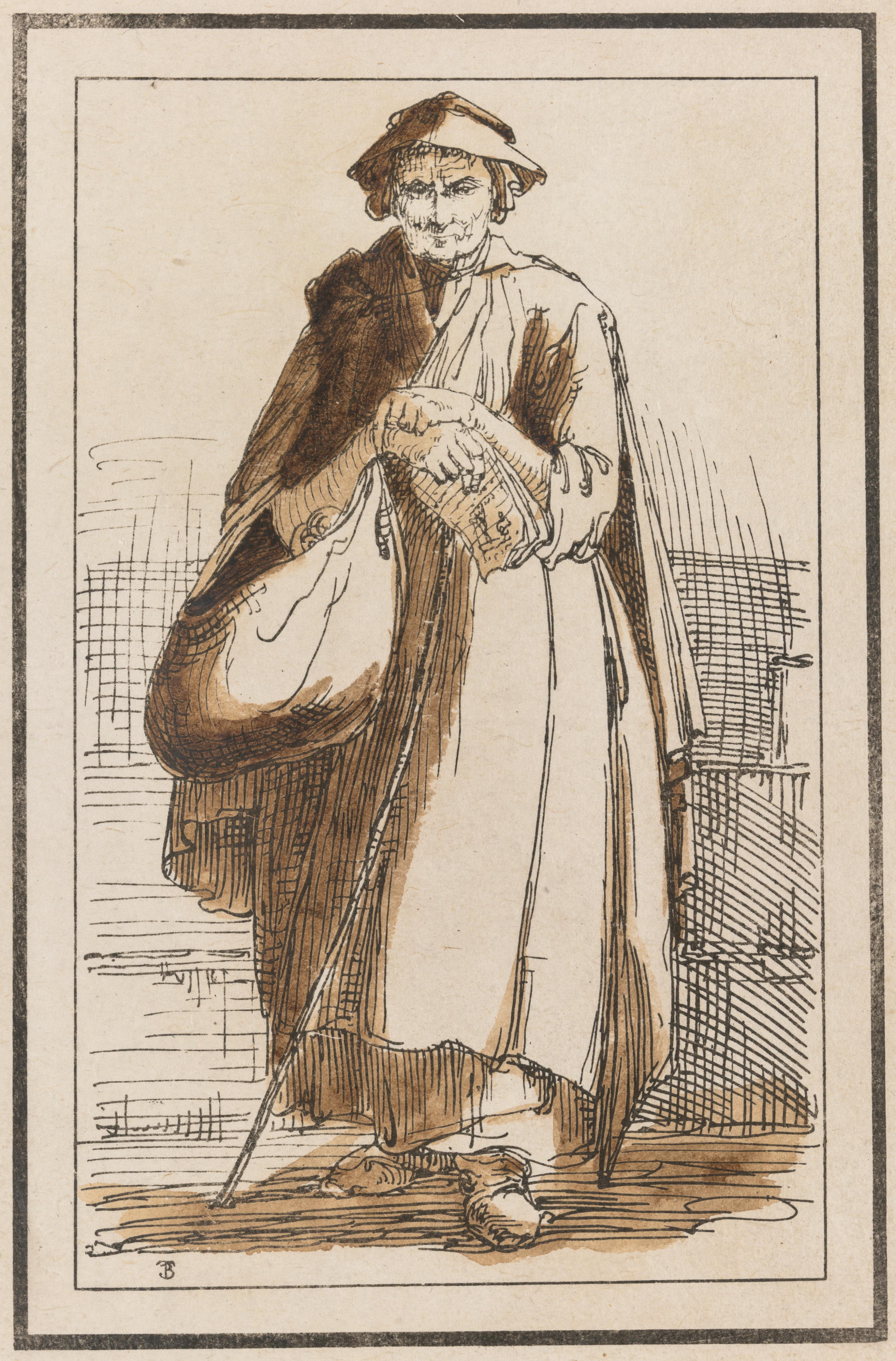 Thomas Barker, Forty Lithographic Impressions from Drawings of Landscape Scenery by Thomas Barker, Selected from His Studies of Rustic Figures after Nature: [Old Woman in Cloak with Clasped Hands]