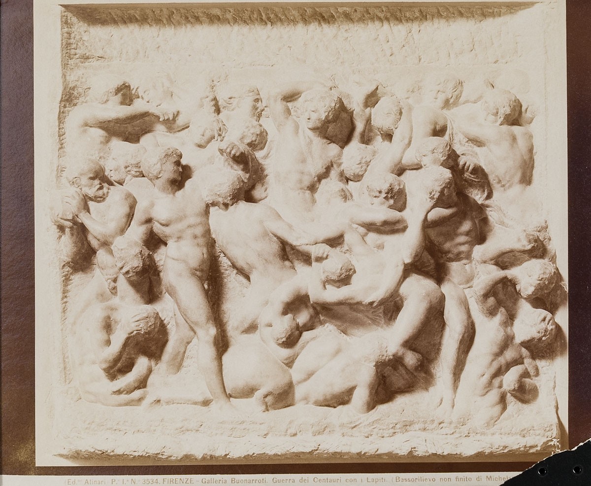 Fratelli Alinari, Michelangelo: Kentaurenschlacht, unvollendetes Flachrelief, Casa Buonarroti, Florenz