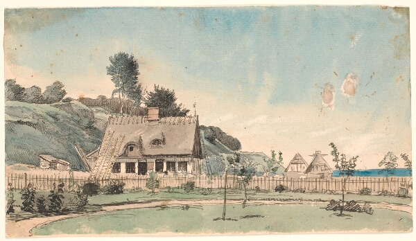 P.C. Skovgaard, Kystlandskab med stråtækte huse.