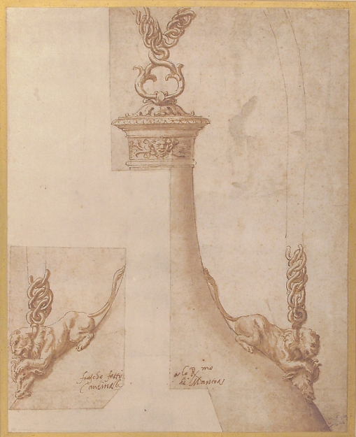 Giulio Romano, Design for a Flask with Chain Handles