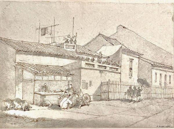 George Chinnery, Street scene, Macau