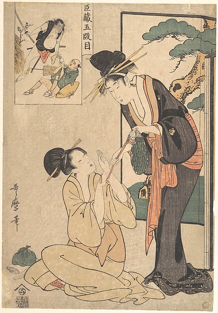 Kitagawa Utamaro, A Woman Snatching a Bag of Sweetmeats from Her MotHer