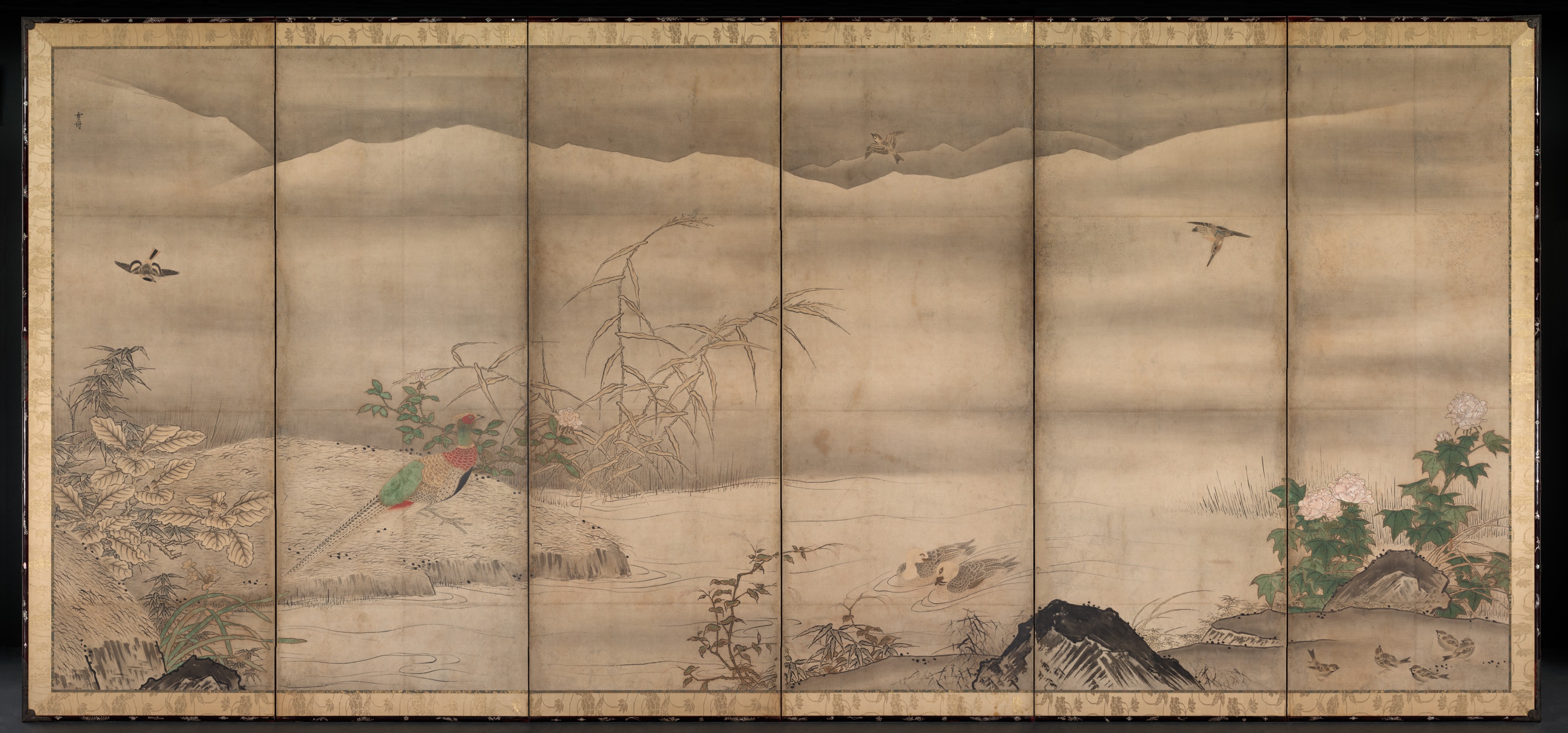 Sesshū Tōyō, Birds and Flowers in a Landscape of the Four Seasons