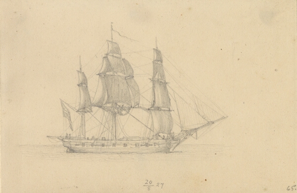 C.W. Eckersberg, En korvet.