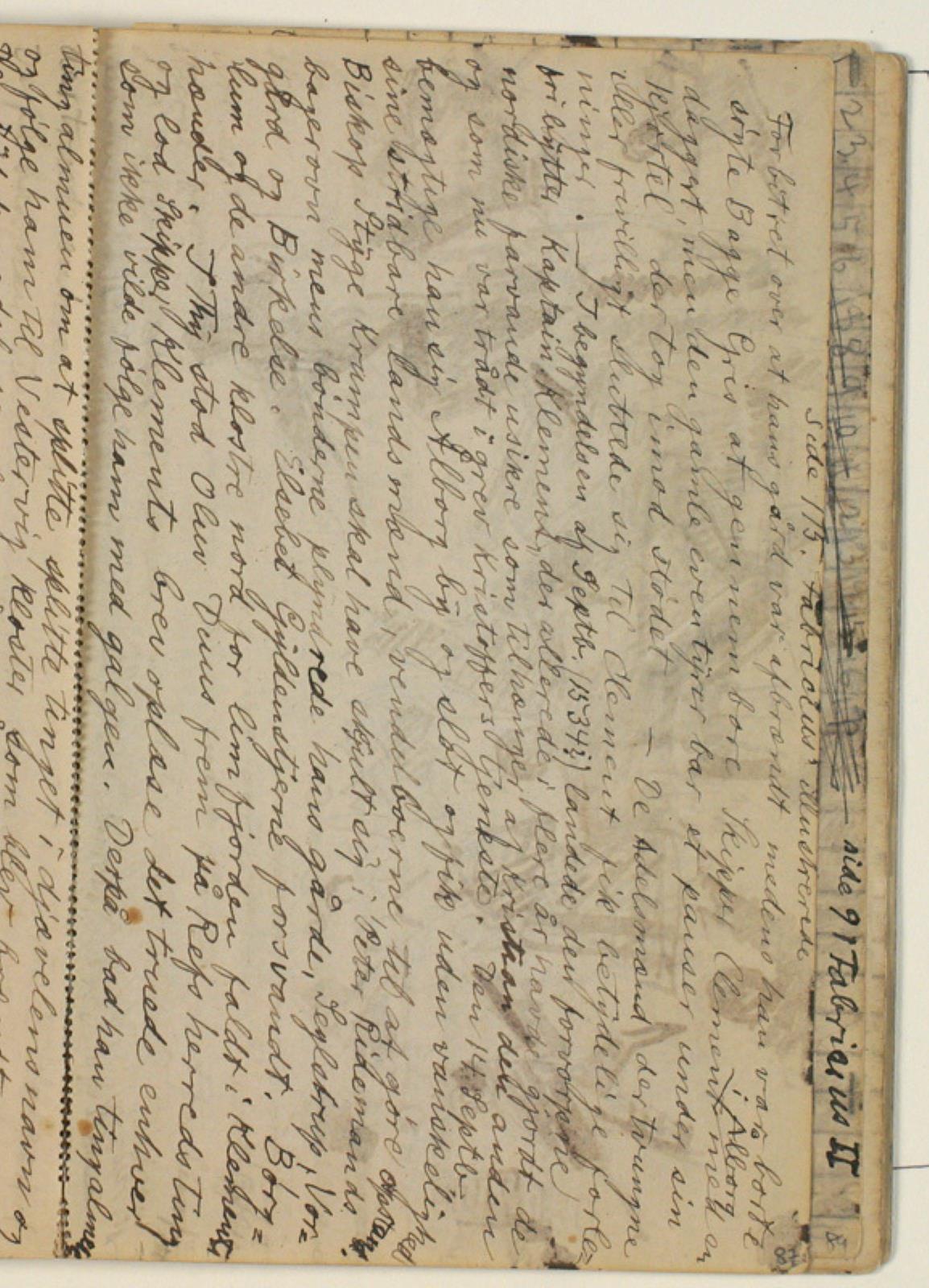 Niels Larsen Stevns, Notater vedr. Skipper Klement, afskrift af A. Fabricius "Illustreret Danmarkshistorie for Folket"