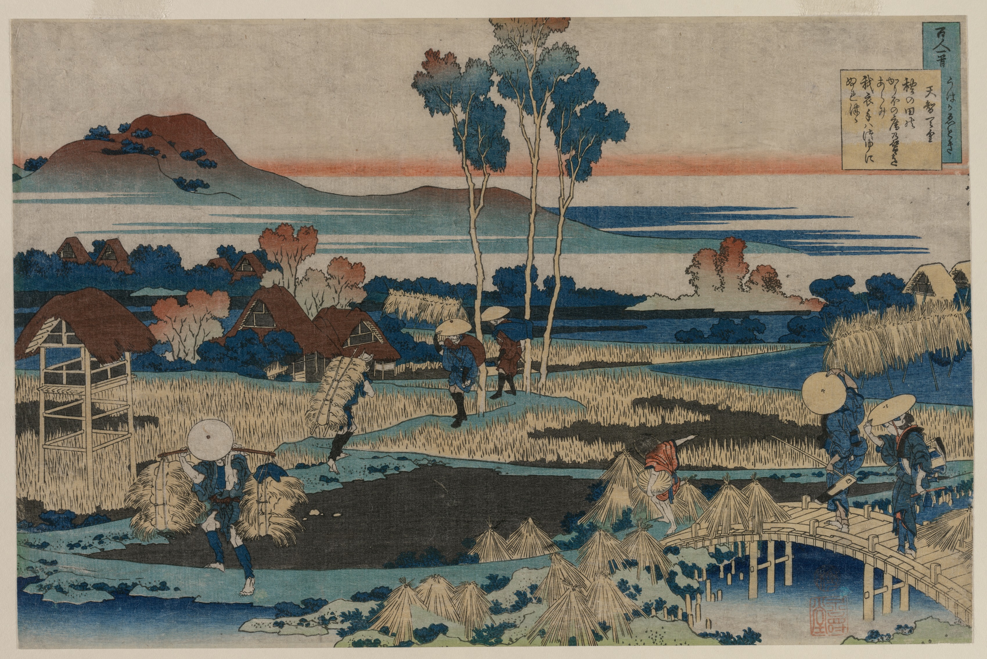 Katsushika Hokusai, Poem by Emperor Tenchi, from the series One Hundred Poems by One Hundred Poets Explained by the Nurse