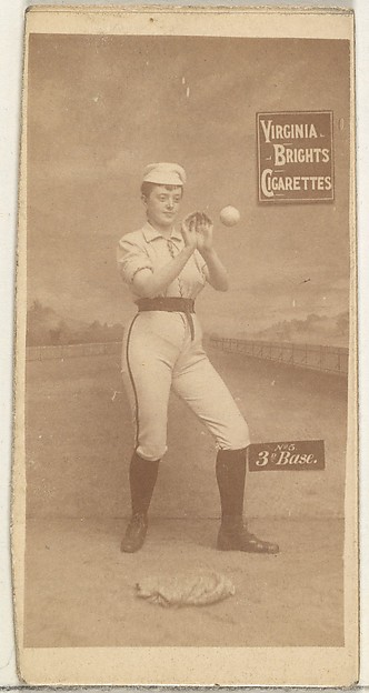 Allen & Ginter, 3rd Base, from the Girl Baseball Players series (N48, Type 2) for Virginia Brights Cigarettes
