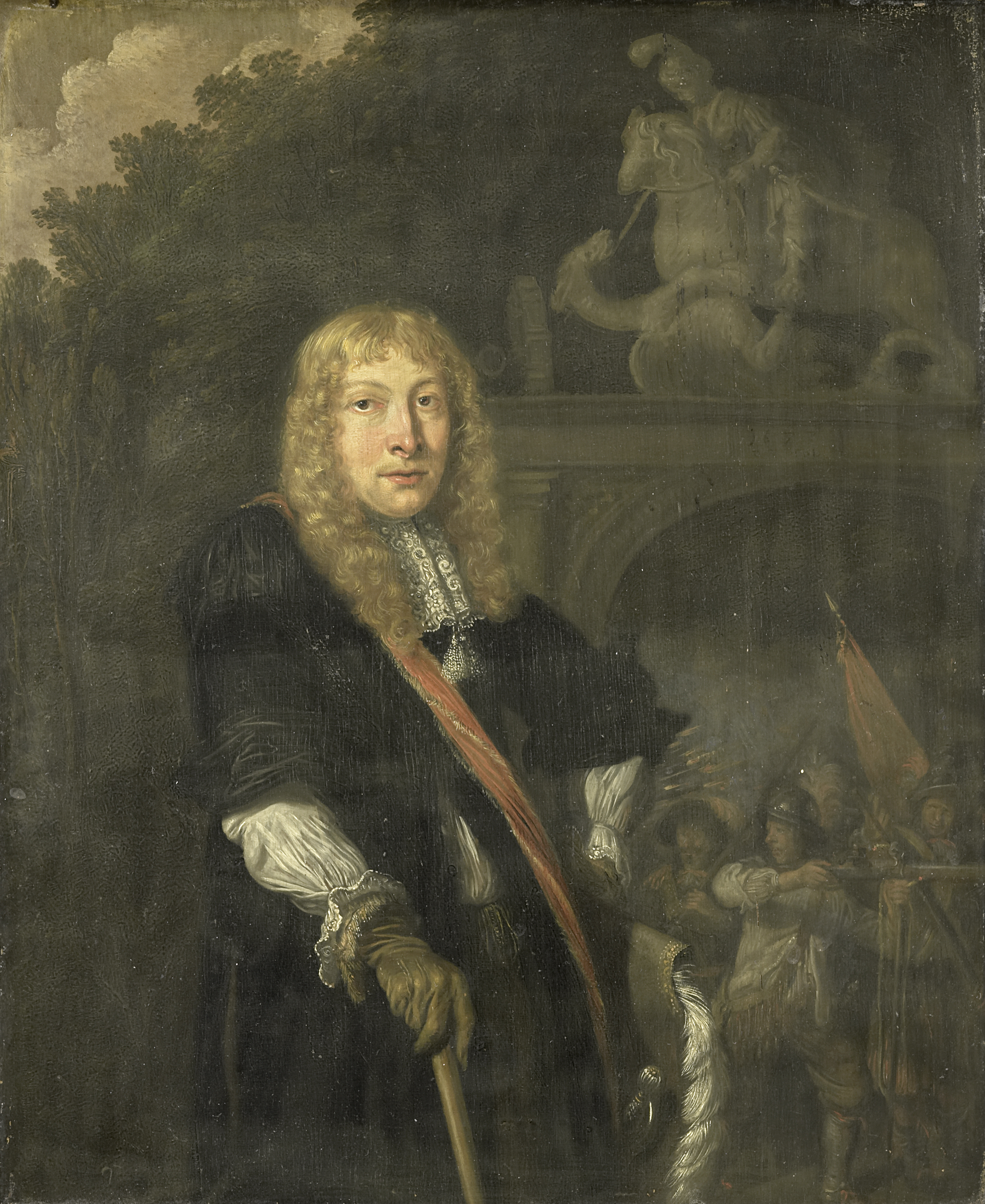 Domenicus van Tol, Portrait of an officer of the Leiden civic guard in front of the gate of the headquarters of the St. George guards