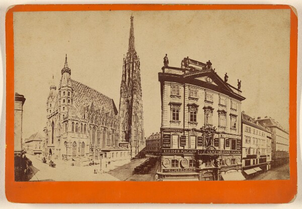 Unknown, [View of a cathedral and bank building at an unidentified German city]