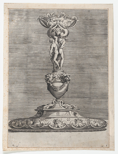 Anonymous, Italian, 16th century, Candlestick with Two Ignudi on Top of a Vase with Lion Heads