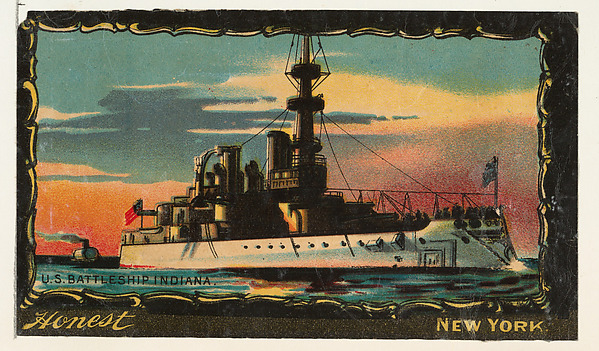 W. Duke, Sons & Co., U.S. Battleship Indiana, from the Transparencies series (N137) issued by W. Duke, Sons & Co. to promote Honest Long Cut Tobacco